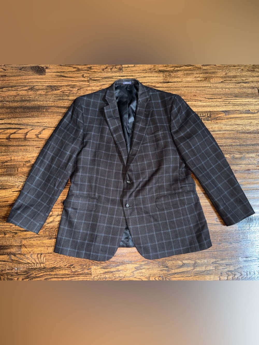 Stafford Classic Fit Navy Blue Plaid Blazer Suit Jacket Sport Coat Size 46R